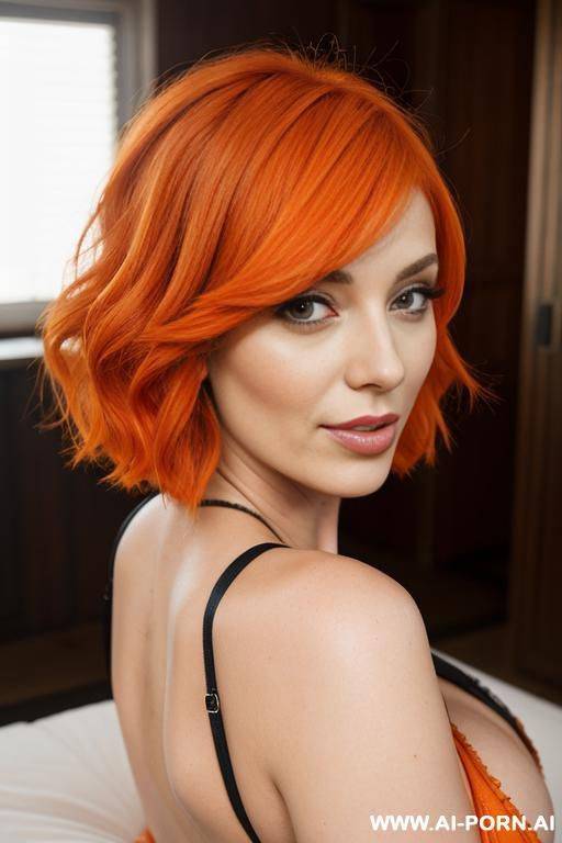 woman with orange bob hair, with a cock in her ass - #main