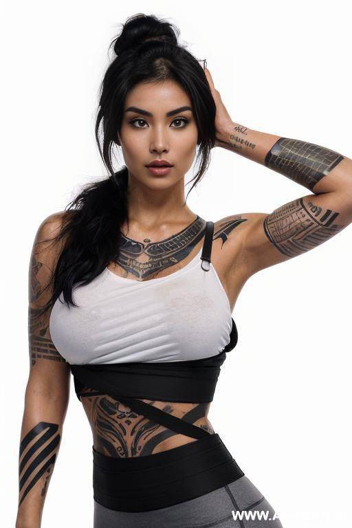 ((beautiful face, sexy woman, beautiful woman with athletic body, athletic build, ffitness figure, gorgeous figure, wide hips, natural breasts, shoulder-length black hair, messy hair, expressive thick - #main