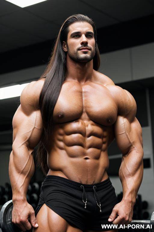 long hair bodybuilder muscle hunk guy - #main