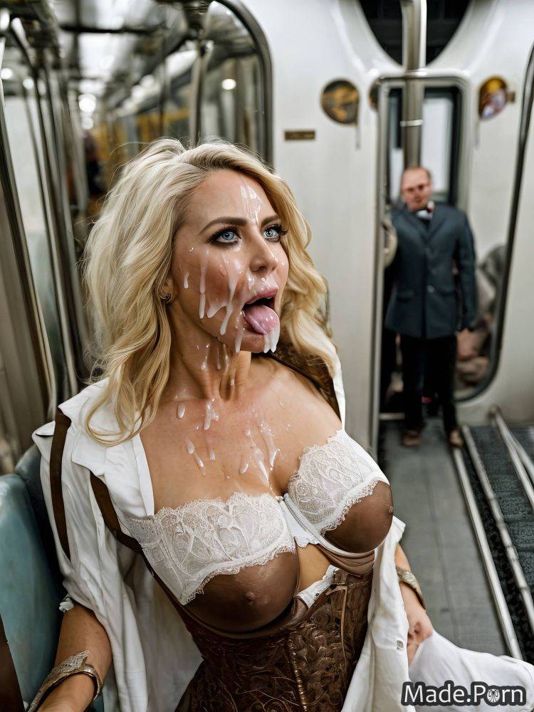 Bdsm facial open mouth cuckold woman cumshot profile shot AI porn - #main