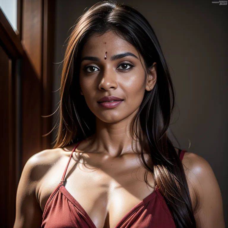 , Indian, brown skin, facial mark,woman,twenties,(RAW photo, best quality, masterpiece:1.1), (realistic, photo-realistic:1.2), ultra-detailed, ultra high res, physically-based rendering,(adult:1.5) - #main