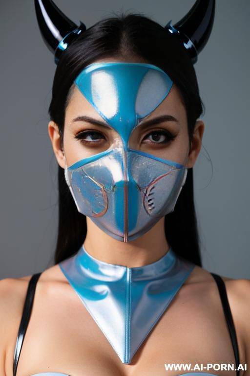 powder blue and rosegold, latex shinobi, demon facemask - #main