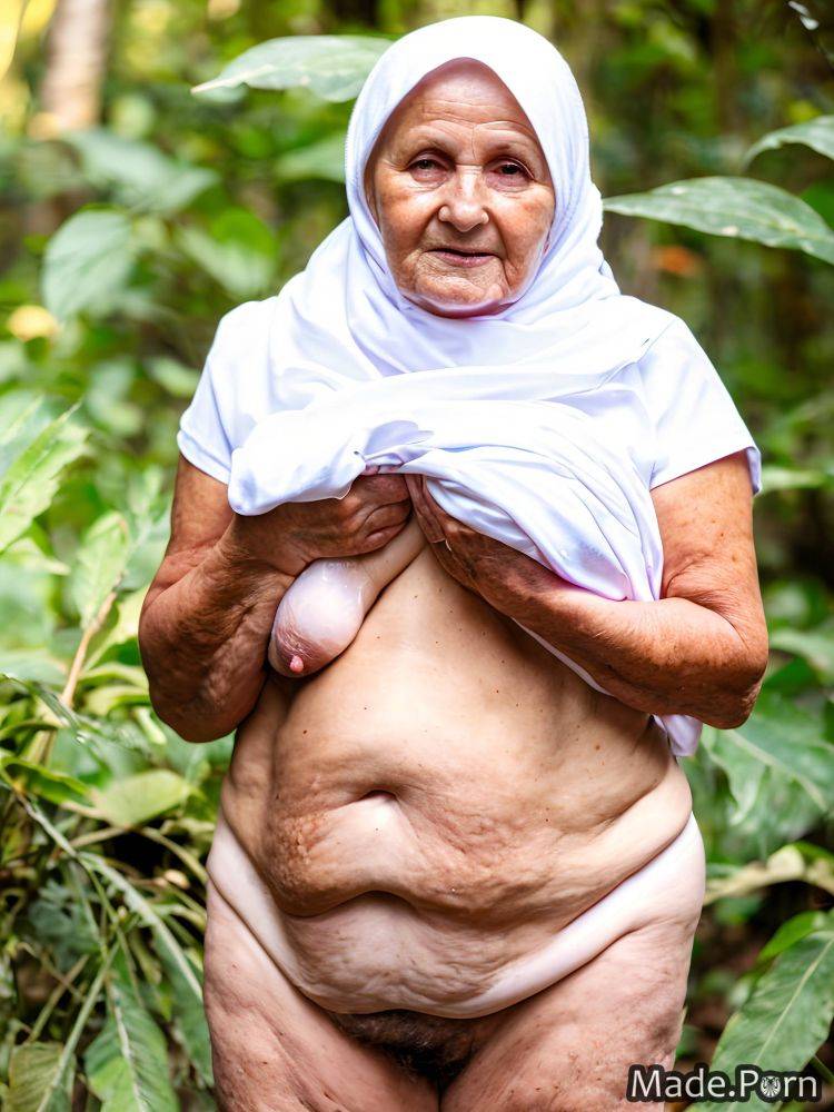 Woman hairy tan lines nude gigantic boobs hijab jungle AI porn - #main