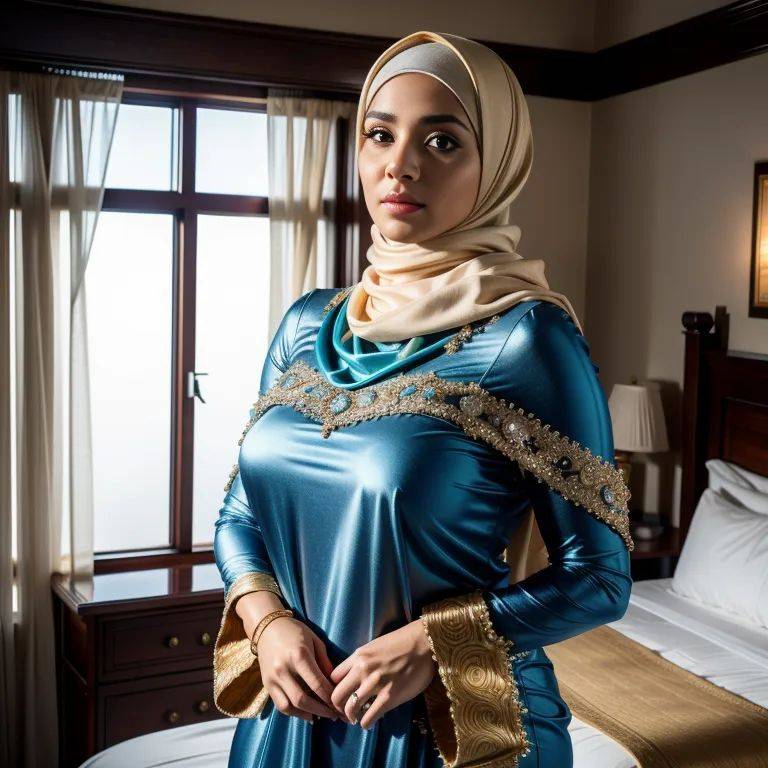 , Arabs,woman,twenties,(RAW photo, best quality, masterpiece:1.1), (realistic, photo-realistic:1.2), ultra-detailed, ultra high res, physically-based rendering,beautiful,huge breasts,perfect body,hijab,(silk),long - #main