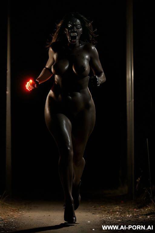 (running in the dark) (eerie screaming) (violent screaming) (full frontal body view) (scary face) - #main