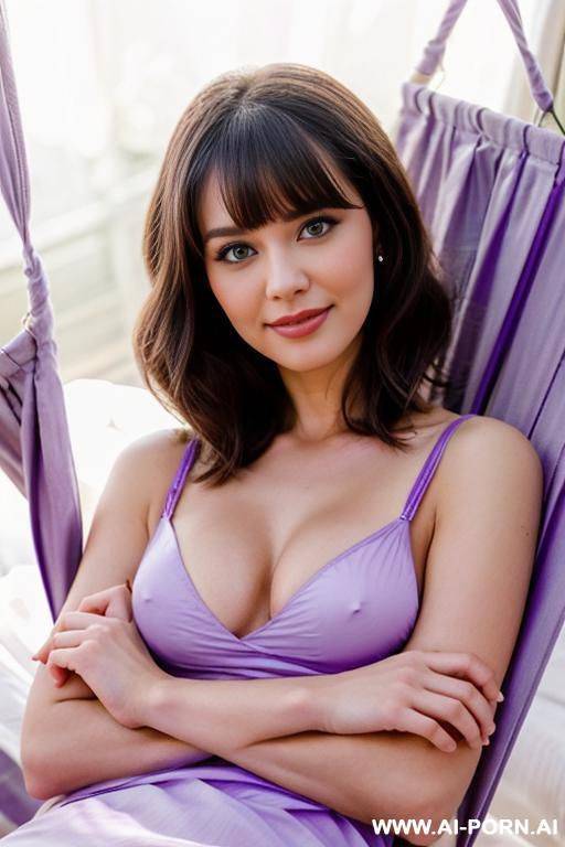 a 24-year-old lazy woman was lying on a bed in a white t wearing a half-naked white shirt - #main