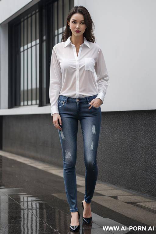 frau wet rain jeans shirt - #main