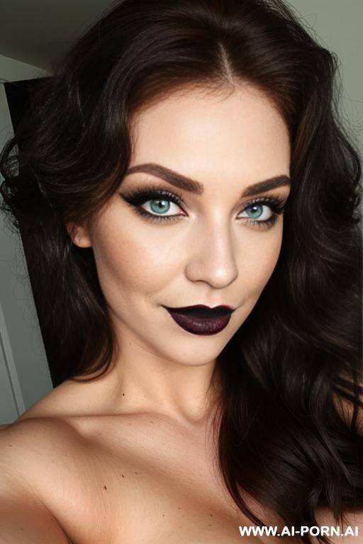 muscular, large butt, muscular, abs, skin, eye liner, smokey eye, black hair, black lipstick - #main
