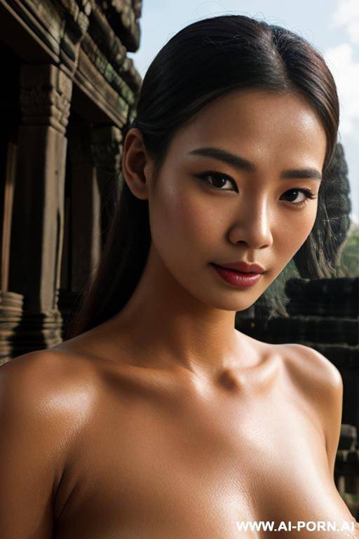 naked ang​els in the stone temple of angkor wat, realistic face, cambodian - #main