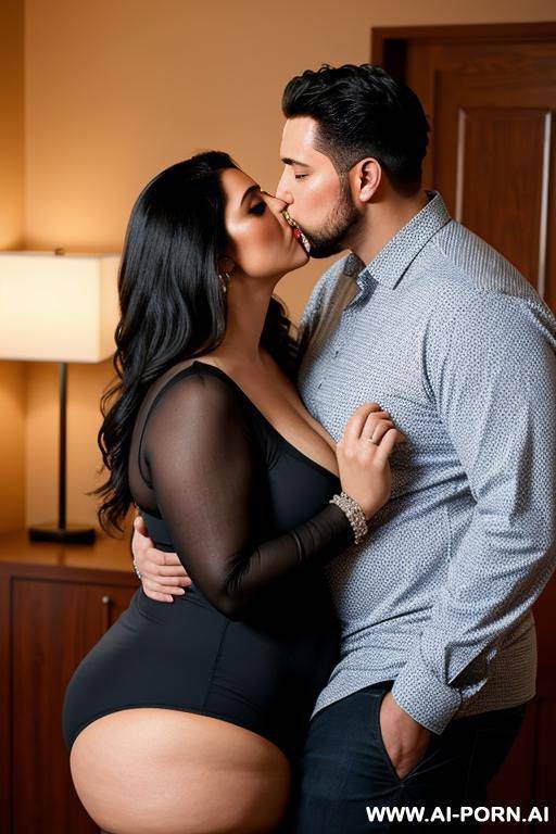 bbw curvy woman kissing a man - #main