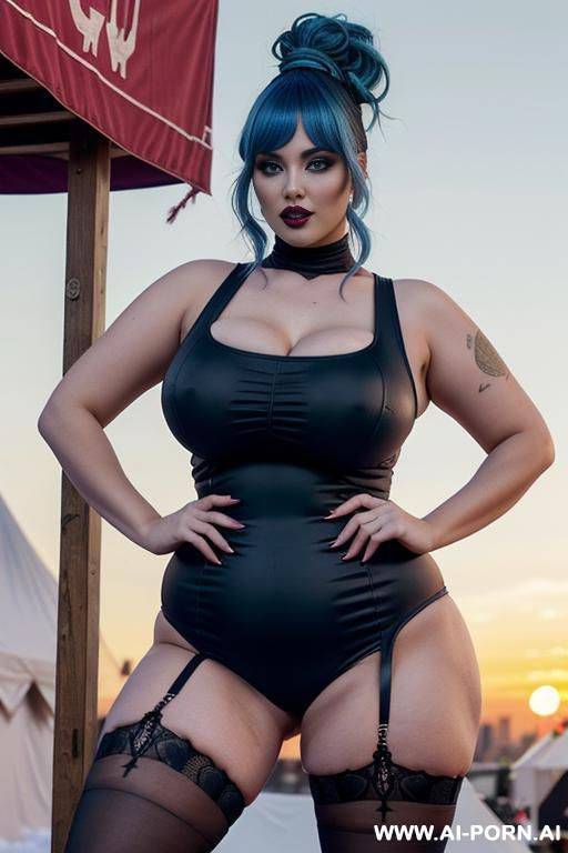 chubby gothic pornstar with massive tits and pretty round face, large areolas, ((voluptuous)), nude, stockings, rock tattoos, goth attributes, (((lots of cum))), orgasm, (((new year winter city at sunset))), (((creative rock hairstyle))) - #main