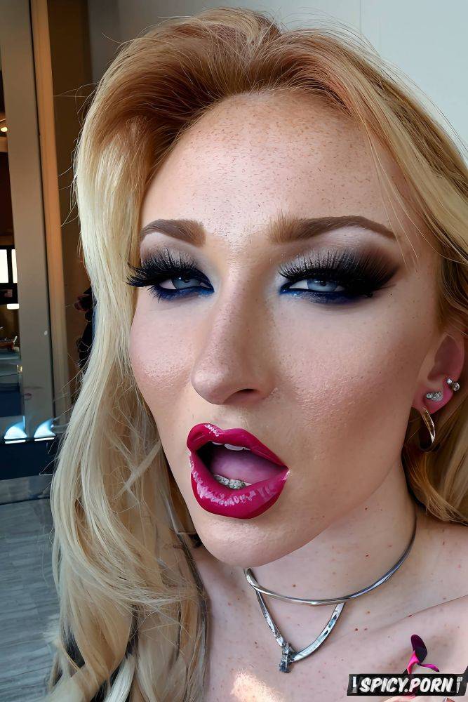 cute face, sophie turner, huge botox lips, false eyelashes, eye contact - #main