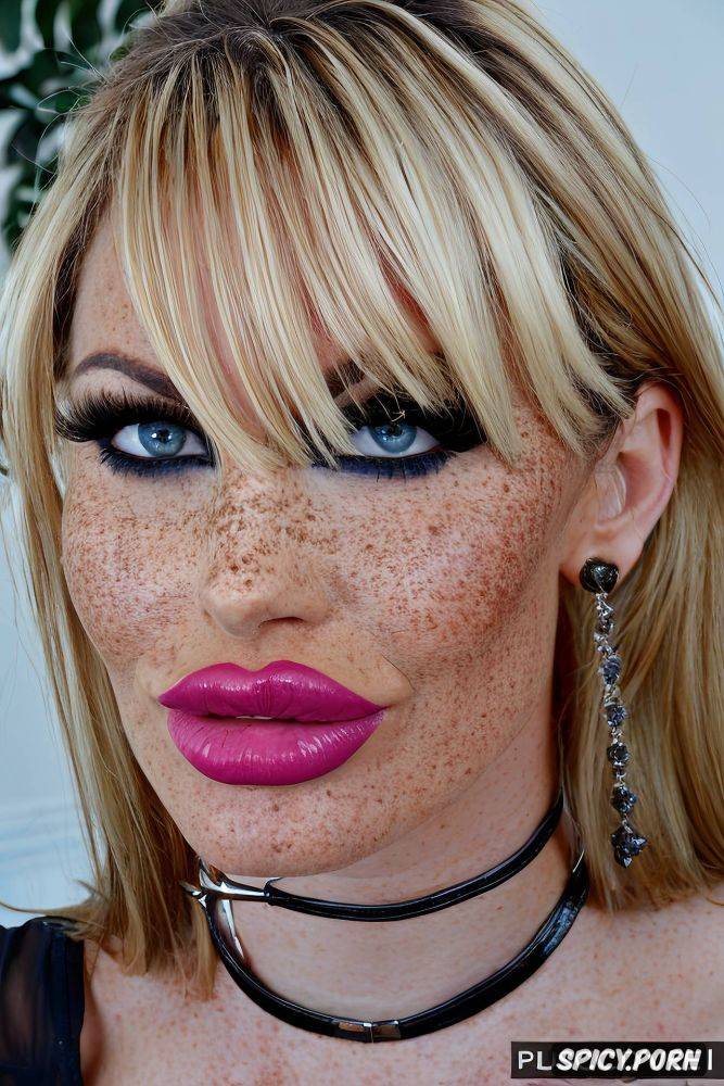 hyper glossy mirrored lip, freckles, botox lips, cute face, huge pumped up balloon lips - #main