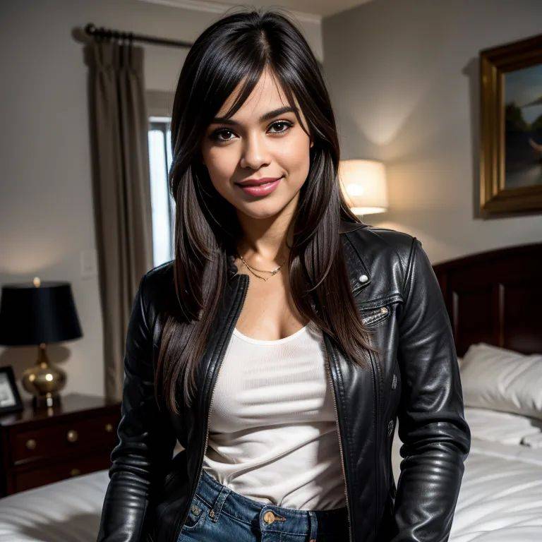 , latino,woman,twenties,(RAW photo, best quality, masterpiece:1.1), (realistic, photo-realistic:1.2), ultra-detailed, ultra high res, physically-based rendering,long hair,straight hair,black hair,bangs,black - #main
