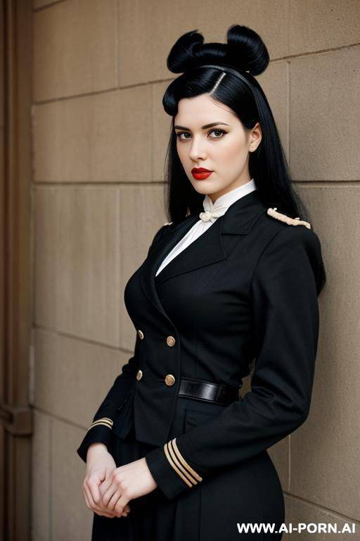 womans with black hair and tails looking helpless vintage uniform - #main