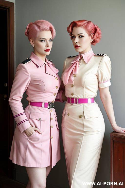 women with pink hair and tails looking helpless vintage uniform - #main
