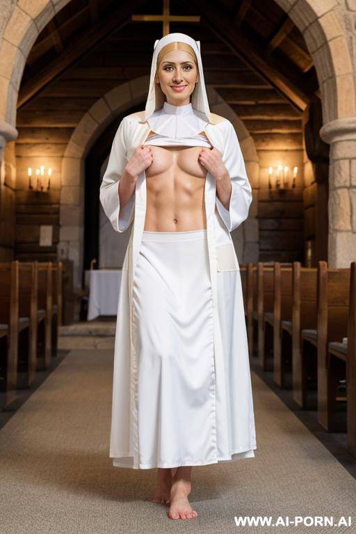 lewd nun, after sex, exhibitionist, face covered in cum, closed eyes, ruined mascarra, running mascarra - #main