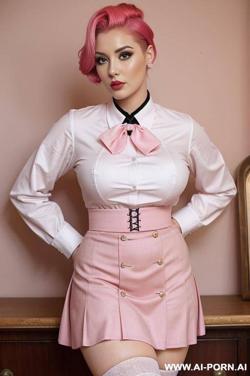 women with pink hair and tails vintage uniforms with big tits skirt - #main