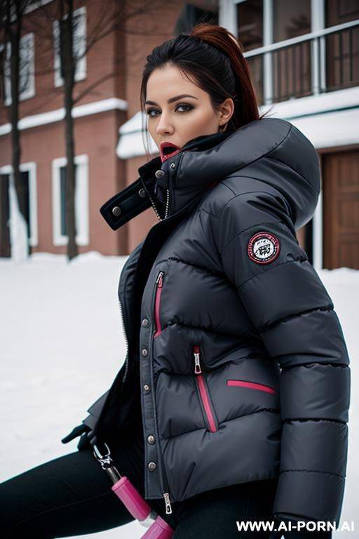 riding on dildo wearing very thick puffer jacket, orgasm - #main