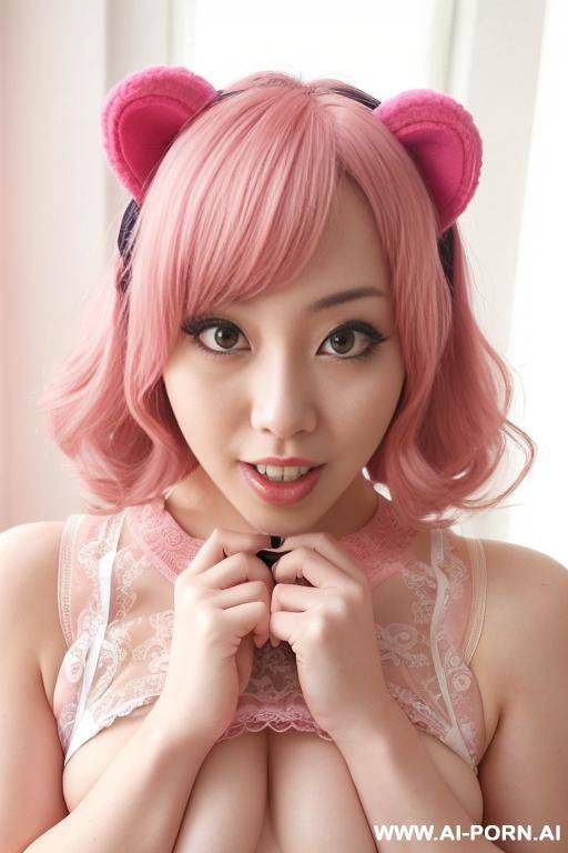 cute japanese woman, flashing boobs, kawaii outfit, 1, colored hair, - #main