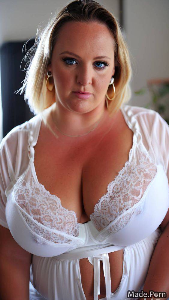 Natural tits photo blonde earrings bra woman messy hair AI porn - #main