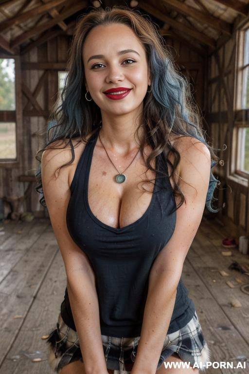 busty, teardrop-shaped boobs, hairy pussy, show pussy - #main