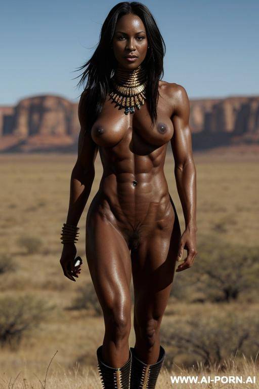 black tribal soldier, plains. toned body. abs. perky nipples - #main