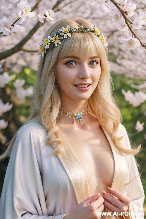 blonde hair, blue eyes, open mouth, choker, white woman, massive boobs, blonde pubic hair, full body view, naked, legs open - #main