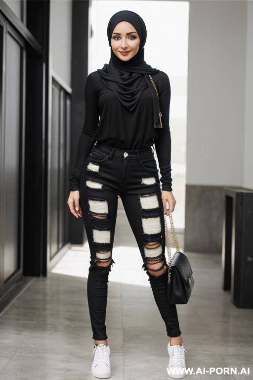 hijab beutiful ripped pants - #main