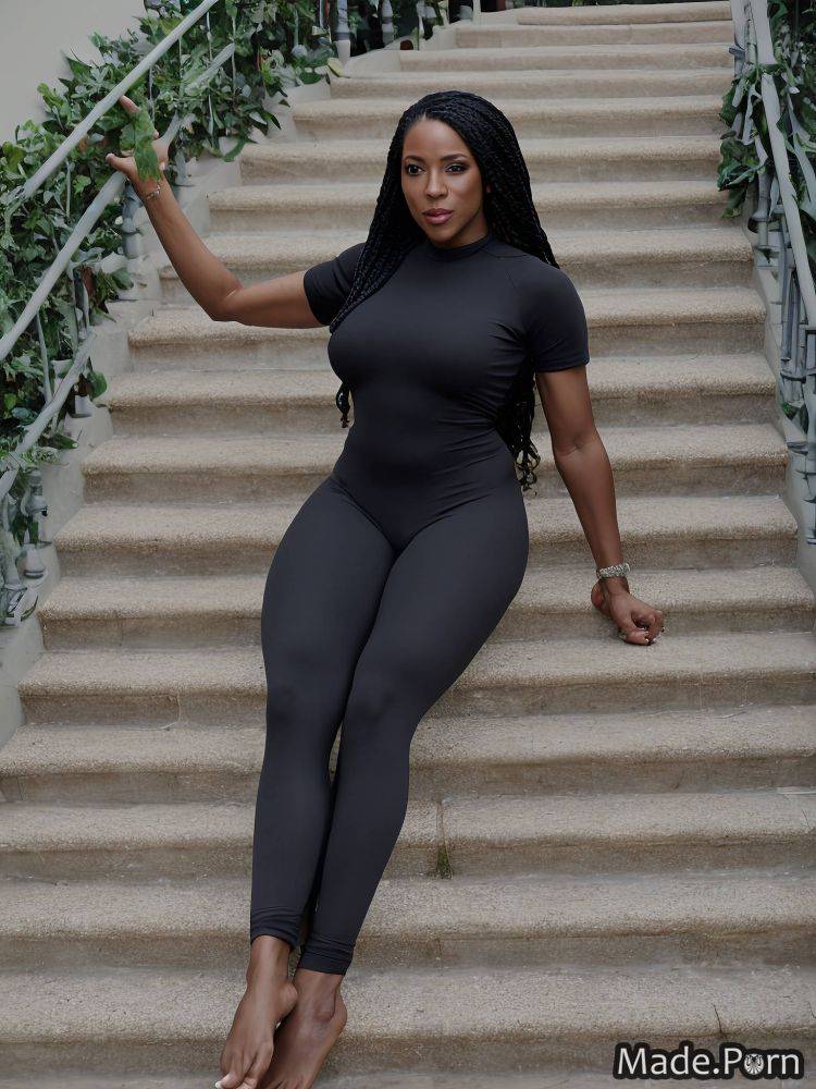 Busty thick thighs looking back yoga exhausted big hips slutty AI porn - #main