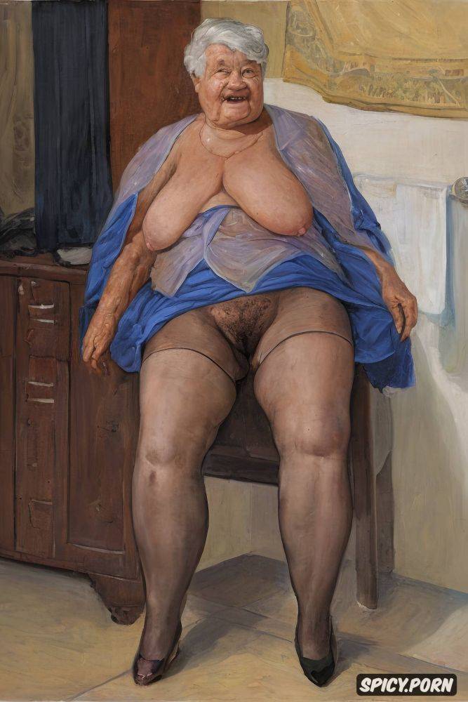 the very old fat grandmother has nude pussy under her skirt - #main