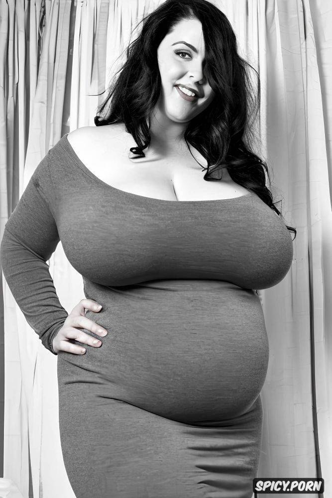 gigantic huge wide hips, front view, long black wavy hair, laughing - #main