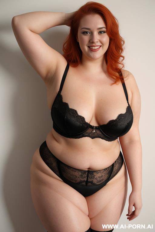 full body photo shot, about at elegant art gallery, fat bbw curvy with love handless and tummy, she is 20 years old, wearing a sexy and hot red gartert belt lingeries. - #main