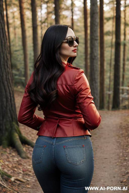 elegant italian red coat sunglasses shirt jeans underbrush - #main