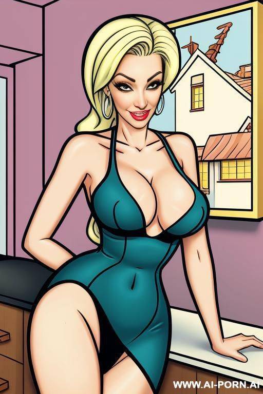 (((cartoon art))), woman, traditional housewife - #main
