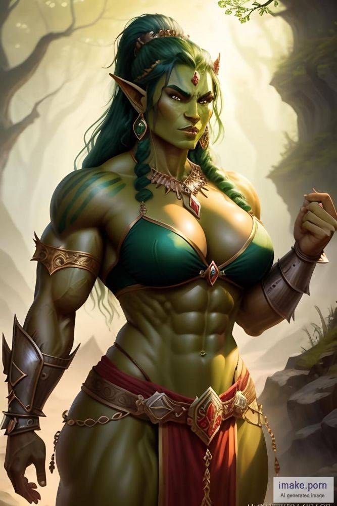 Beautiful orc warrior princess, lots of jewelry, bodybuilder,... - #main