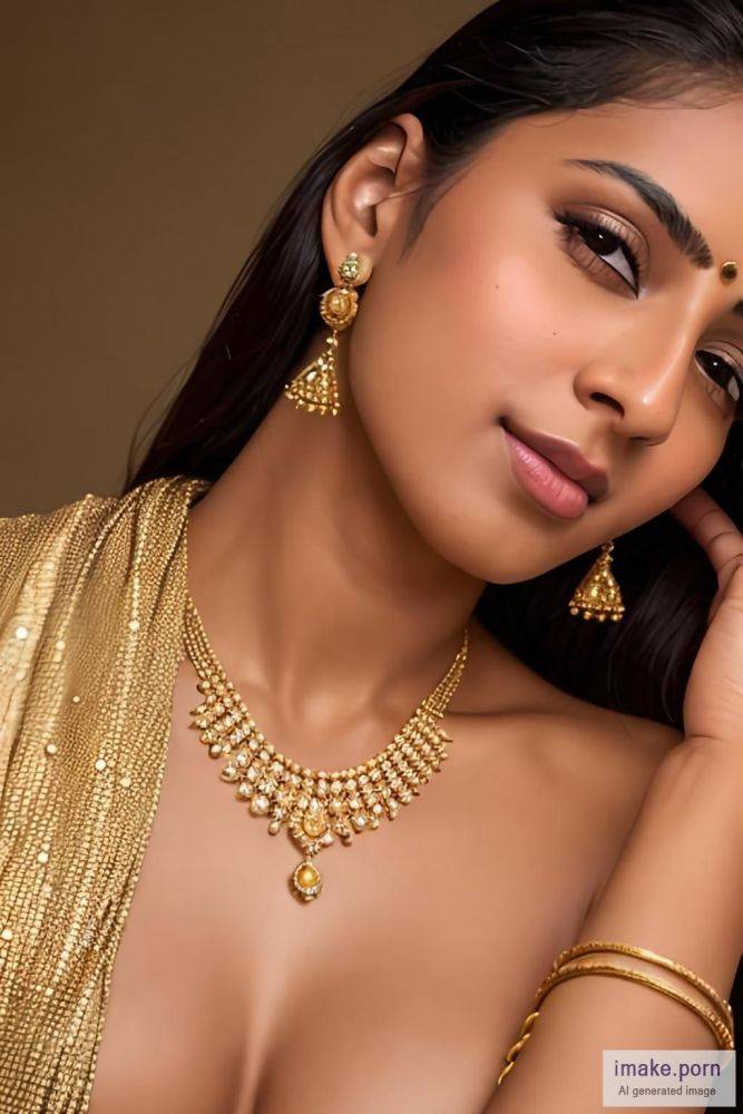 indian girl with gold jewels and neck belt - #main