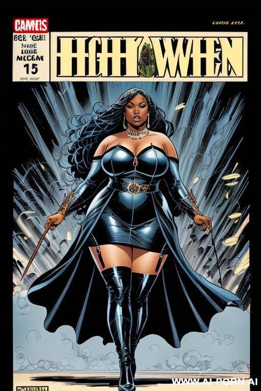 (((comics art))), ((high fantasy)) black woman, bbw, cotton dress - #main