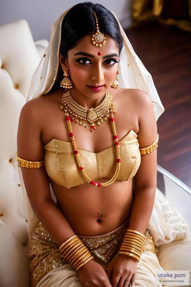 indian girl with fox ears with gold jewels and in white saree... - #main