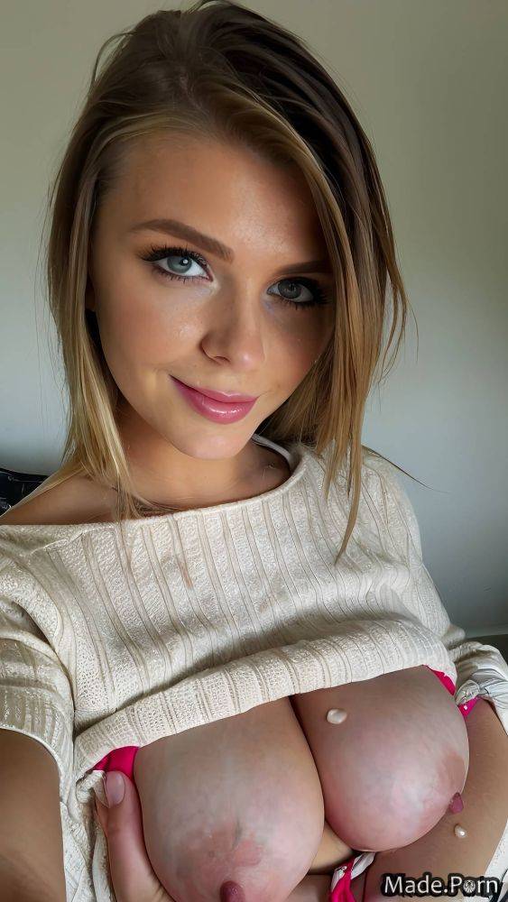 Brown sweater wet gigantic boobs slutty tits licking cum on tits AI porn - #main