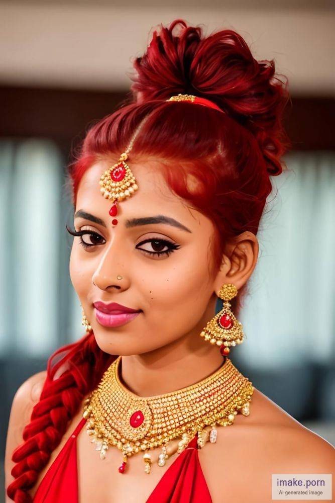 south indian girl with red hair pony tail hairstyle red hair... - #main