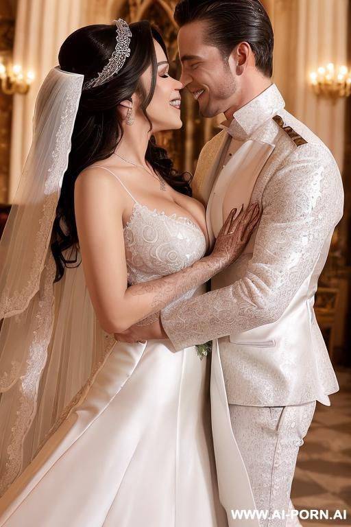 ((((douglas and regina)))) ((((hyper realistic)))) ((((couple portrait)))) ((((blessed wedding )))) ((((dazzling bride with handsome groom)))) ((((shiny wonderful dress with gigantic cleavage)))) ((((teardrop - #main