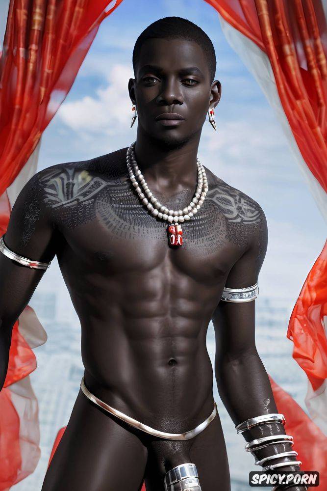 sexy black twink men shave in photo realism, very handsome model - #main