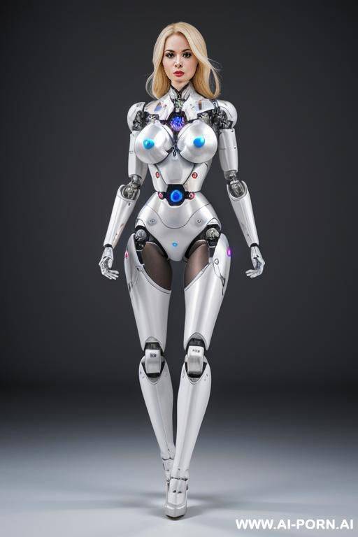 busty blonde robot, fully robotic body, head disconnected from the body, full body view - #main