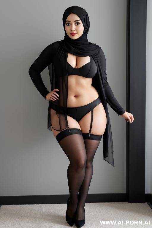 thick thighs , black hijab , sexy standing pose - #main