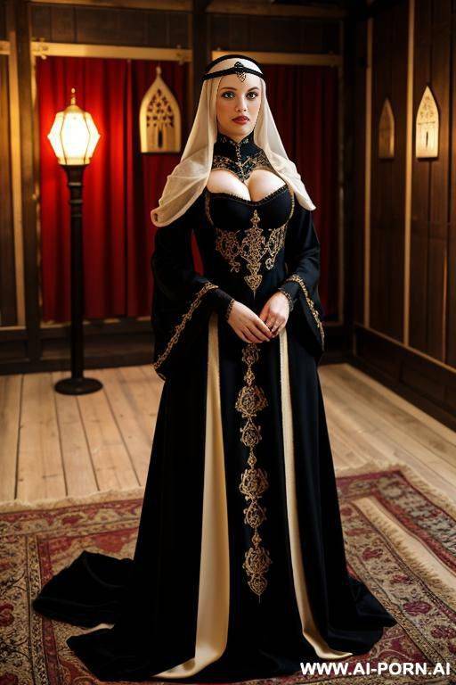 (late medieval harem), (high nobility european dress) (place: arabic norse medieval room) - #main