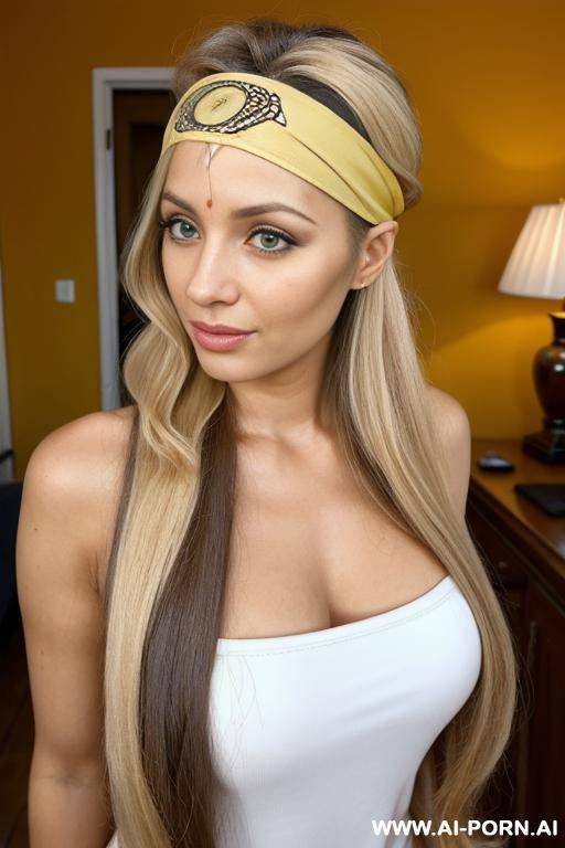 (((headband))) ((long curry hair)) - #main