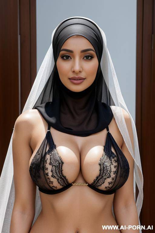 arab woman wearing a sheer hijab, whole body, no underwear - #main