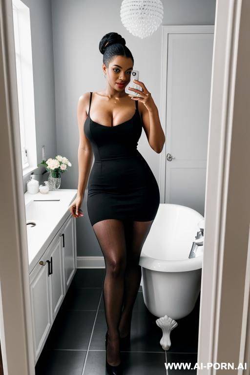 0 years old woman, naked with black man in bathroom taking a selfie - #main