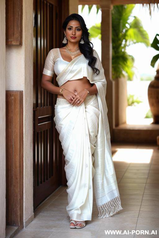 tanned colombian in white sari - #main